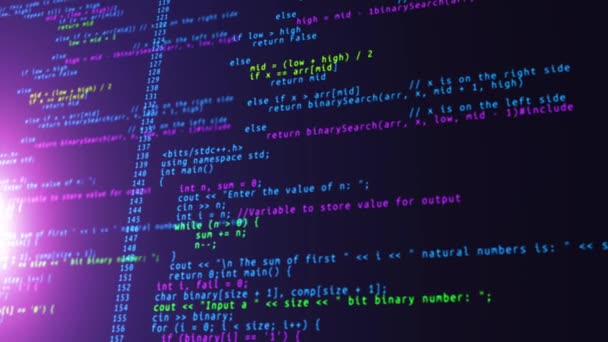Animation Source Kód Adat Görgetés Programkód Hackelés Hacker Megjelenítése Glich — Stock videók
