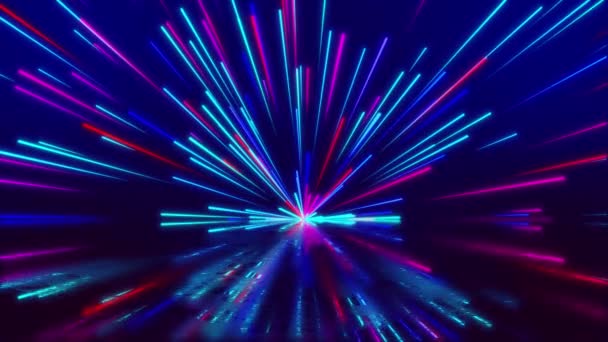 Przez Świecące Neony Tunelu Linii Widmo Fioletowe Fluorescencyjne Światło Ultrafioletowe — Wideo stockowe