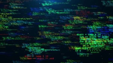 Kaynak Kod Veri Kaydırmanın 4K Canlandırması. Program kodu hackleme işlemi. Hacker ekran arızası Pixel ekranı. projeler, kodlama, yazılım geliştirme, eğitim, hackleme, web programlama.