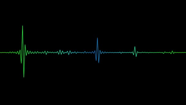波形オーディオサウンド波が移動します 音量オーディオ周波数スペクトル デジタルパルス ポッドキャスト オーディオブック カラオケ デジタルオーディオスペクトル サウンド波 サウンドウェーブの可視化 — ストック動画