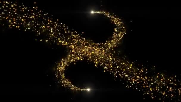 Złote Musujące Magic Light Linia Ogona Cząstek Świąteczne Złote Brokaty — Wideo stockowe