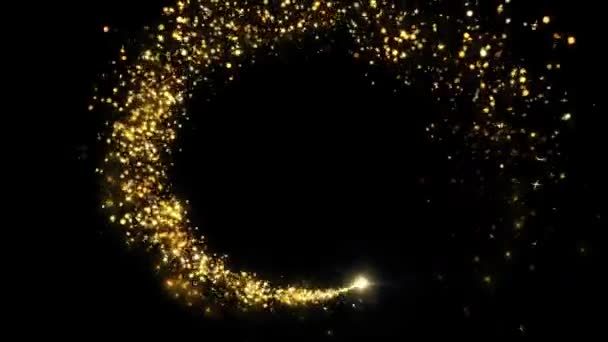 Golden Particle Tail Line Glitter Light Sparkling Shine Wave Rastro — Vídeos de Stock