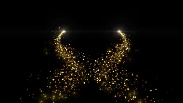 Golden Particle Tail Line Třpytivé Světlo Jiskřivé Vlny Částice Mrtvice — Stock video