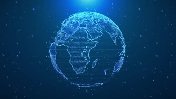 Küresel Iletişim Kavramı Dünya Düğüm Çizgi Bağlantısı Ile Dönüyor Ikili — Stok video