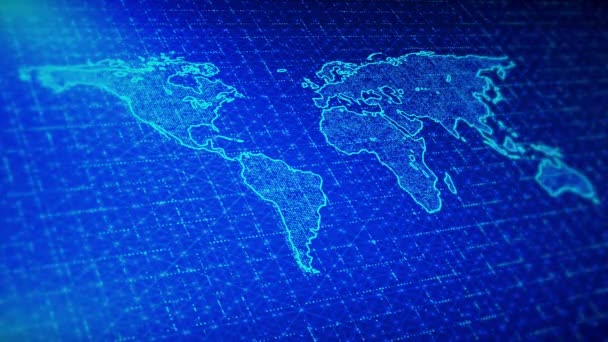 Animace Světové Mapy Mapa Světa Uzlem Linií Celosvětová Obchodní Navigace — Stock video