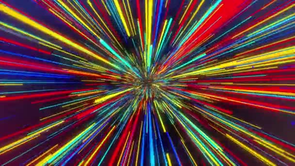 Bakgrund Futuristisk Ström Neonstrålar Partikelspår Kommunikationsteknik Informationsöverföring Cyberrymden Strålar Ljus — Stockvideo