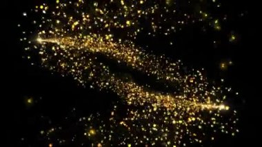 Soyut Noel Altın Parçacıkları Arkaplan Taşıma Tozu izi. Hızlı enerji uçan dalga hattı flaş ışıkları. Parçacık tozu titreşiyor. Lüks sihirli bayram, yeni yıl, etkinlik, Diwali.