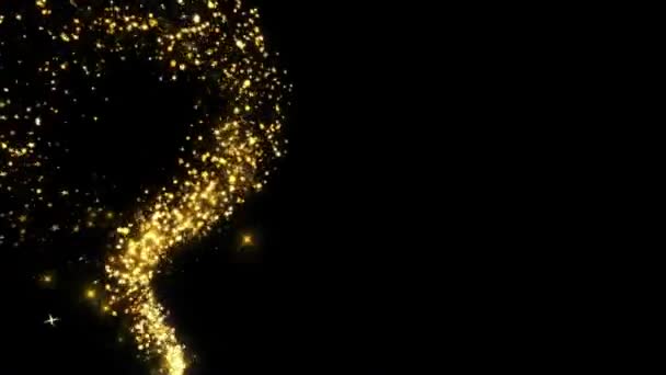 黄金の輝きの輪の粒子が輝きます ダストトレイル輝く輝きの波を駐車 マジックシマーライト火花背景誕生日 記念日 新年2024 イベント クリスマス ディワリ — ストック動画