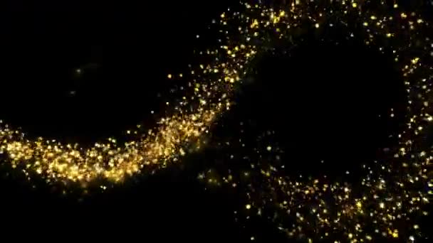 Golden Magic Trails Partículas Brilham Brilho Dourado Natal Luzes Bokeh — Vídeo de Stock