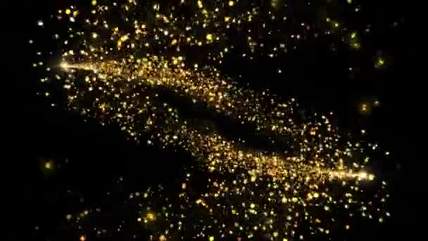 Аннотация Christmas Gold Particles Dust Trail Moving Background Вспышки Волновой — стоковое видео