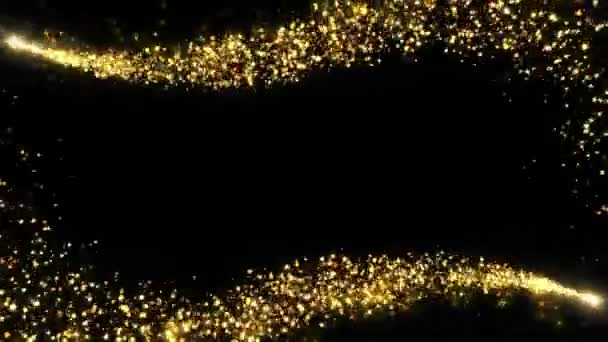 Gold Étincelant Sentier Lumineux Particules Arrière Plan Mouvant Ligne Rapide — Video