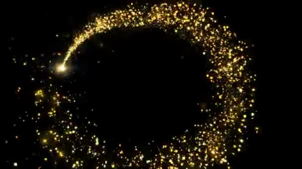 Glänsande Magiskt Ljus Fairy Golden Glitter Partiklar Gnistrande Glöd Lyxig — Stockvideo
