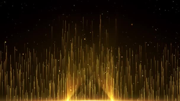 Cahaya Emas Dan Partikel Naik Gelombang Tahap Cahaya Debu Naik — Stok Video