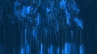 Bilgisayar yapay zekası çipi devre kartı Futuristik ana kart devresi grafik 4K arkaplan. Yazdırılmış PCB. Elektronik bağlantılar, fütüristik teknoloji. yüksek teknolojili dijital veri bağlantı sistemi.