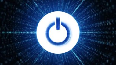 Güç Düğmesi Simgesi Dijital Uzay Döngüsü Teknoloji Tünel Animasyonu. hack, ağ güvenliği, madencilik, oyun, kripto para birimi bitcoin, kodlama, teknoloji,