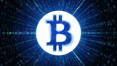 Bitcoin Simgesi Dijital Siber Uzay Döngüsü Teknoloji Tünel Animasyonu. Bitcoin parası. Büyüme grafiği olan şifreli para. Uluslararası borsa. Ağ bitcoin pazarlaması