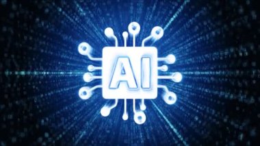 Yapay Zeka Al Icon Dijital Siber Uzay Döngüsü Teknoloji Tünel Animasyonu. AI Dijital öğrenme, büyük verileri işleme, analiz bilgileri. Siber Teknoloji geçmişi