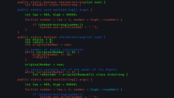 Κώδικας Προγράμματος Κωδικοποίησης Προγραμματιστών Γράφεται Και Κινείται Στον Εικονικό Χώρο — Αρχείο Βίντεο