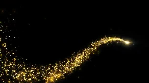Altın Parçacık Kuyruk Hattı Işıl Işıl Parlıyor Parçacık Izi Parıltılı — Stok video