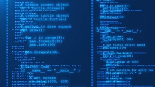 Codice Programmazione Esecuzione Sul Terminale Dello Schermo Del Computer Spazio — Video Stock