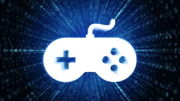 ゲームパッドアイコンデジタルサイバースペースループ技術トンネルアニメーション エンターテイメント ゲーム ゲームのコミュニケーションゲームパッドシンボルホログラム ゲームの現代概念 オンラインゲーム — ストック動画