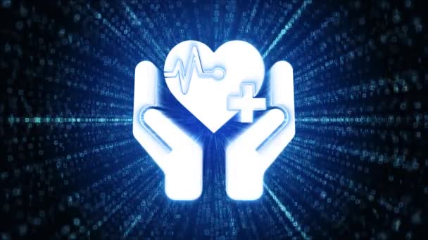 Ikona Zdrowia Cyberpętla Cyfrowa Technologia Tunelu Animacja Laboratorium Medyczne Technologia — Wideo stockowe