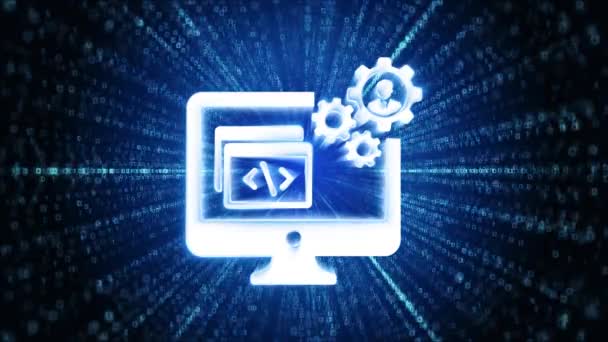 Ikona Rozwoju Oprogramowania Cyberpętla Cyfrowa Technologia Tunelu Animacja Proces Web — Wideo stockowe