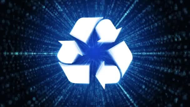 Recycle Icon Digital Cyber Space Loop Technology Tunnel Animation Ochrana — Stock video