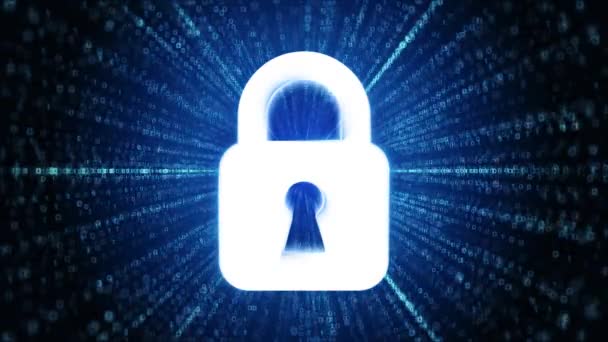 Lock Icon Digital Cyber Space Loop Technology Tunnel Animation Seguridad — Vídeo de stock