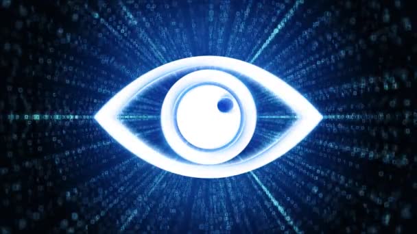 Tech Eye Icon Digital Cyber Space Loop Tecnologia Tunnel Animazione — Video Stock