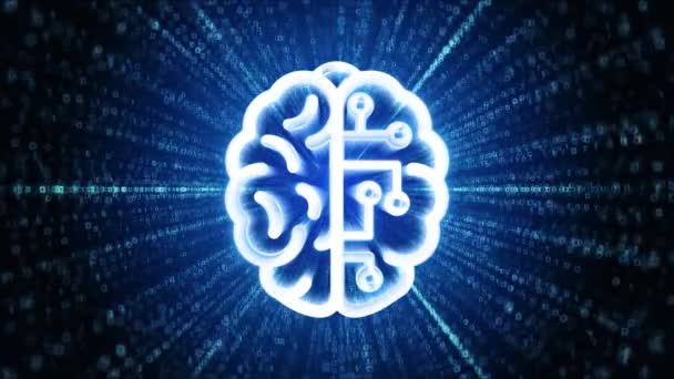 Brain Technology Icon Digital Cyber Space Loop Technology Tunnelanimation Big — Stockvideo