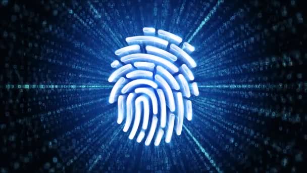 Fingeravtryck Ikon Digital Cyber Space Loop Technology Tunnel Identifiering Biometriska — Stockvideo