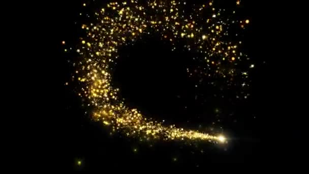 Złoty Brokat Błyszczące Magiczne Światło Świecące Złote Cząsteczki Pyłu Ślad — Wideo stockowe