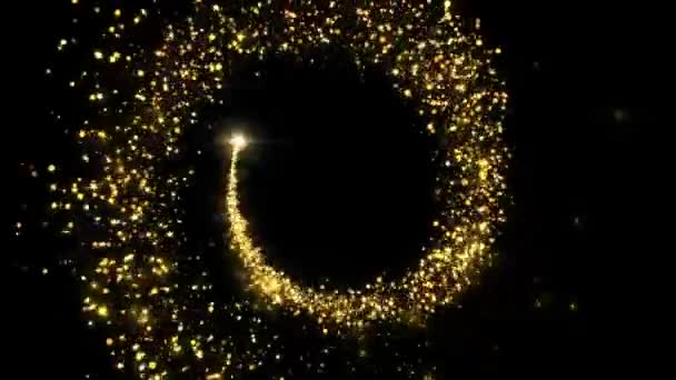 4K金闪闪魔法灯 闪烁着金尘微尘 在黑色背景上闪烁着光芒 周年纪念日 圣诞节 Diwali — 图库视频影像