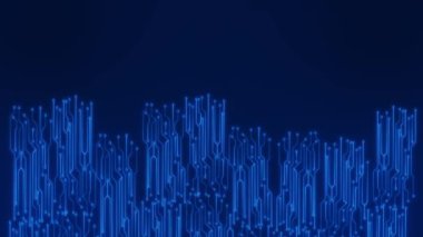 Yapay zeka teknolojisi çip kartı. İşlemci fütüristik yapay zekayı çalıştırıyor. Dijital bir etkiyi, işlemciyi ya da bilgisayarı çalışırken, başlatırken hayal etmek. Devre ağı UI. Makine Öğrenme.