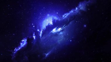 Yıldız alanı doğum ve ölüm yıldız bölgesine uzay uçuşu. 4K 3D evrendeki uzay galaksisinde uçar. Soyut bilim kurgu uzayı, galaksiler, uzayda nebula, yıldızlar. Bilim kurgu yıldızları. yıldızlar, bulutsular ve galaksiler