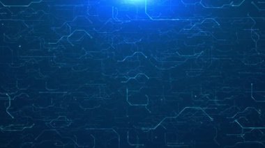 Hareketli elektronları olan 4k 3d devre panosu. Veri akış döngüsü arkaplan animasyonu. Yapay Zeka. Görselleştirme Makinesi Öğrenme, Bilgisayar Teknolojisi, Bilim. siber ve gelecekçi konsept.