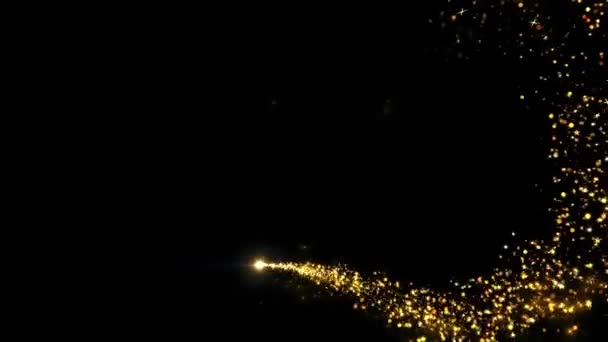 Golden Particle Tail Line Glitter Luz Espumante Brilhar Onda Trilha — Vídeo de Stock