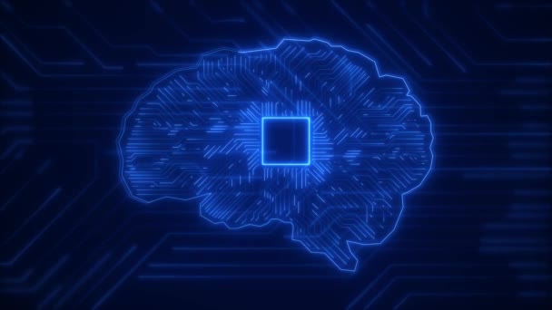 Künstliche Intelligenz Gehirn Zukünftige Technologie Maschinelles Lernen Gesicht Leiterplatte Binären — Stockvideo