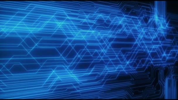 Цифрова Материнська Плата Advanced Futuristic Chip Motherboard Сітка Енергетичні Хвилі — стокове відео