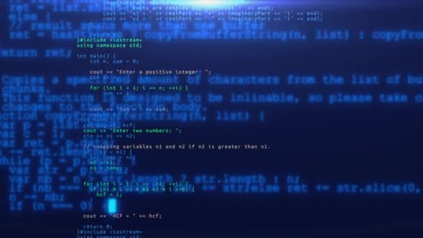 Abstrakcyjny Kod Informacyjny Systemu Ekranie Moduły Tła Programu Cyberprzestrzeń Programowanie — Wideo stockowe