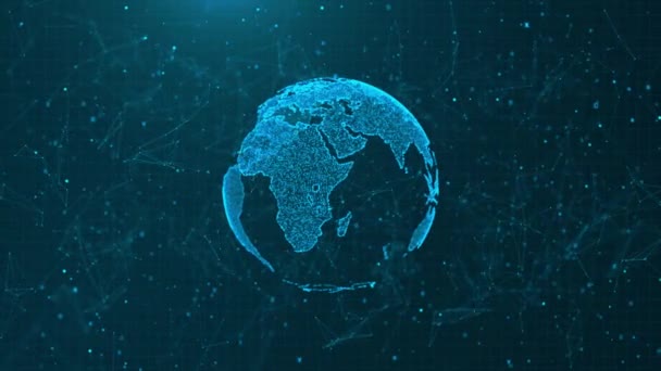 Världskartanimation Världskarta Med Nod Och Linjeförbindelse Global Affärsnavigering Och Resekoncept — Stockvideo