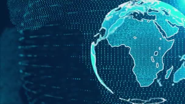 Futuristischer Digitaler Globus Futuristische Technologie Erdglobus Rotierend Cyberspace Daten Lichtstreifen — Stockvideo