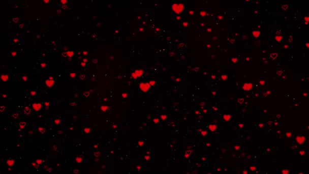Abstrakt Alla Hjärtans Dag Jubileum Röda Hjärtan Mörk Bakgrund Mödrar — Stockvideo