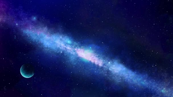 Пролітають Через Великі Скупчення Галактичної Туманності Зірок Всесвіт Планета Земля — стокове відео