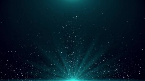 4K抽象ブルーグロー粒子フロートボケ ライトバックの魔法の輝き お祭りイベント イベント フェスティバル プレゼンテーション ショー パーティー ファッション フェスティバル — ストック動画