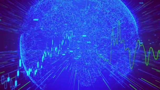 Burzovní Graf Tyče Finanční Informace Globální Obchodní Analýza Koncepce Obchodní — Stock video