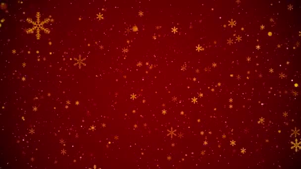 Червоні Конфітті Сніжинки Боке Запалює Червону Петлю Фон 2024 2025 — стокове відео