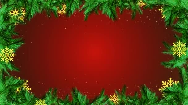 크리스마스 프레임 전나무 디자인 인사말 카드에 홀리와 즐거운 크리스마스 눈송이 — 비디오