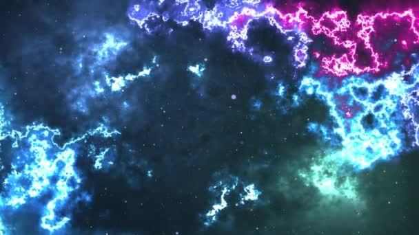 4Kビデオスペースネブラルループバックグラウンド移動星宇宙背景星雲 雲の星のフィールド バースト ギャラクシー 電気宇宙ライト タイトル Intro ロゴが明らかに スタイルとシーン — ストック動画